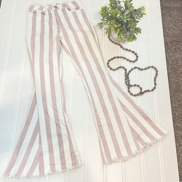 Saints & Hearts Striped Flare Pants Wide Leg Bell Bottoms Size Medium - Picture 4 of 10